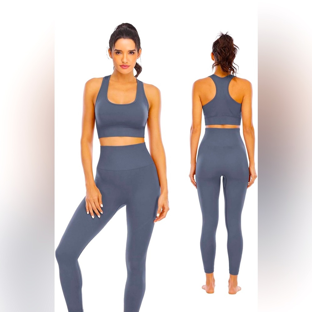 NWOT Nova Active Matching Bra and Legging Set, Gray, Small